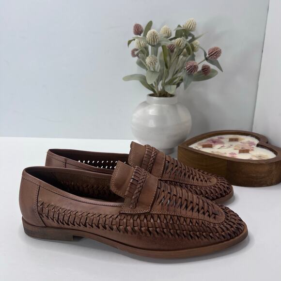 Rustic Asphalt Huarache Woven Leather Sandal Slip On Brown Men 10 Light wear main image 9